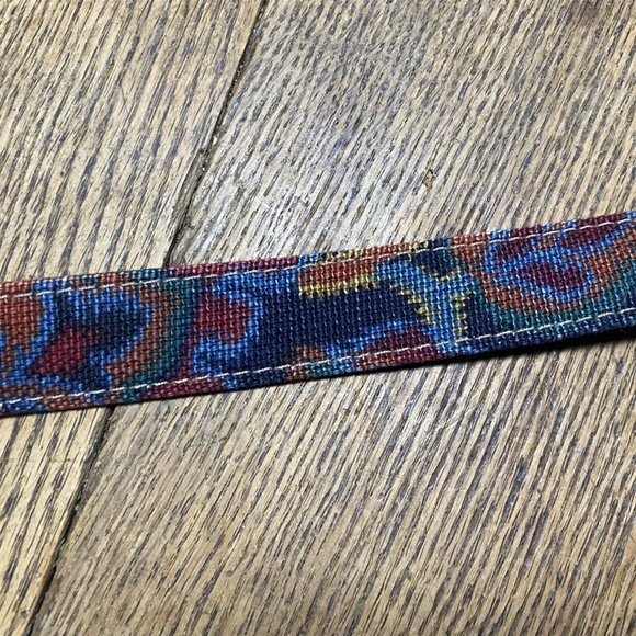 The Leather Shop Belt Vintage Blue Woven Abstract Pattern Skinny - Picture 6 of 8